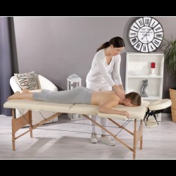 Table esthéticienne 2 zones table de massage pliante bois